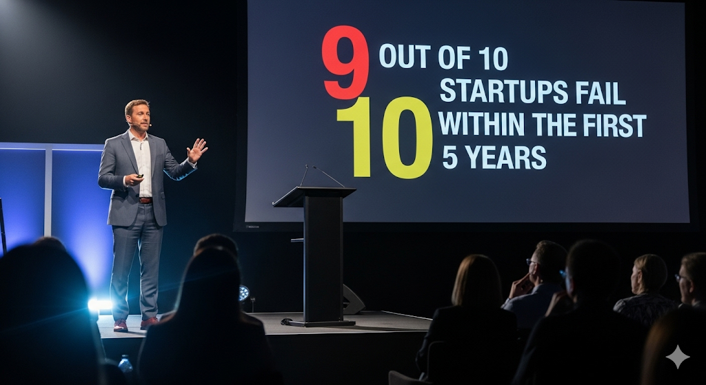 Speaker using statistics as one of the ways to open a presentation