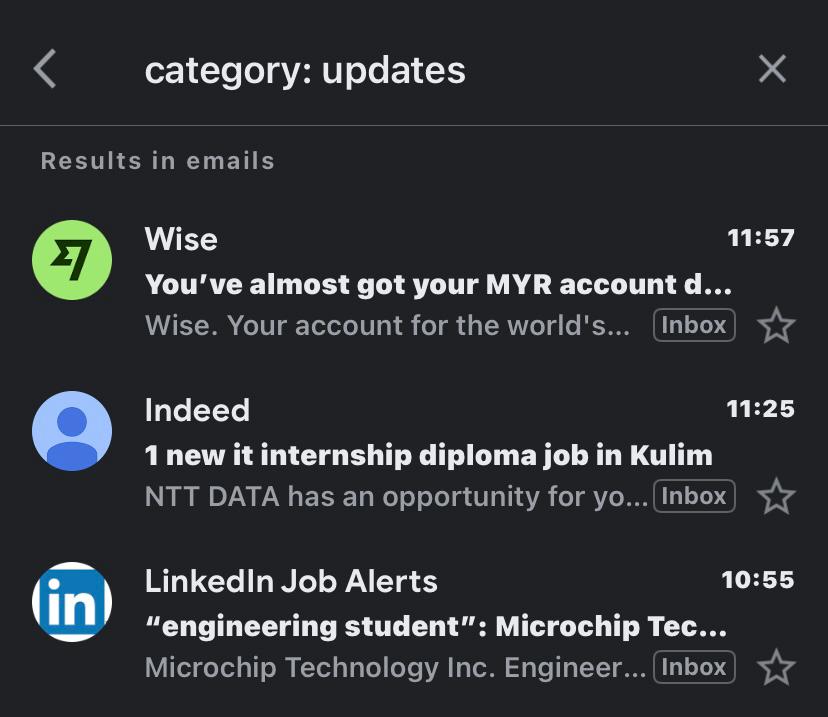 display category: updates output