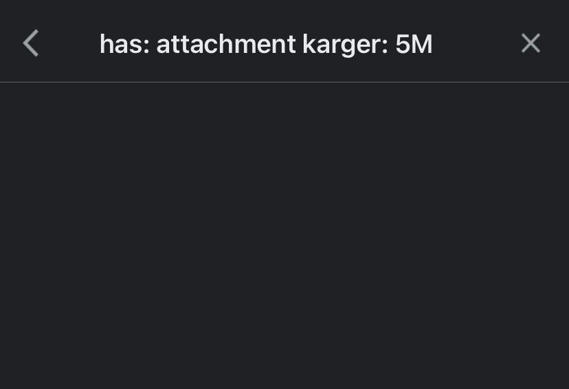 scrin display when you type  has:attachment larger:5M