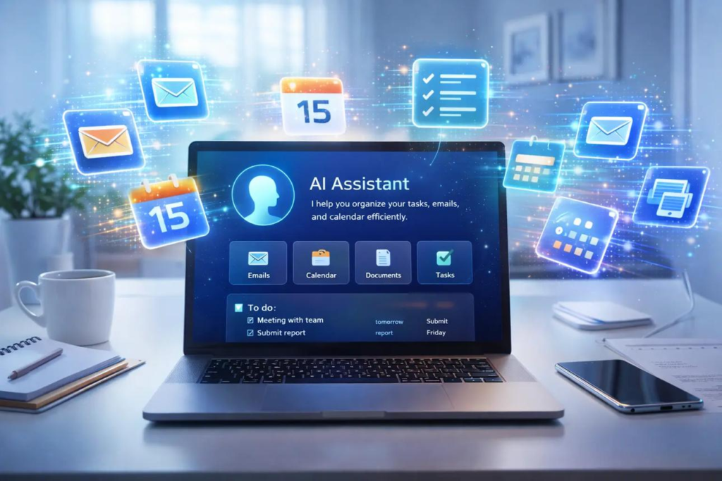 Antaramuka ChatGPT Work yang sedang melaksanakan beberapa tugasan secara automatik.