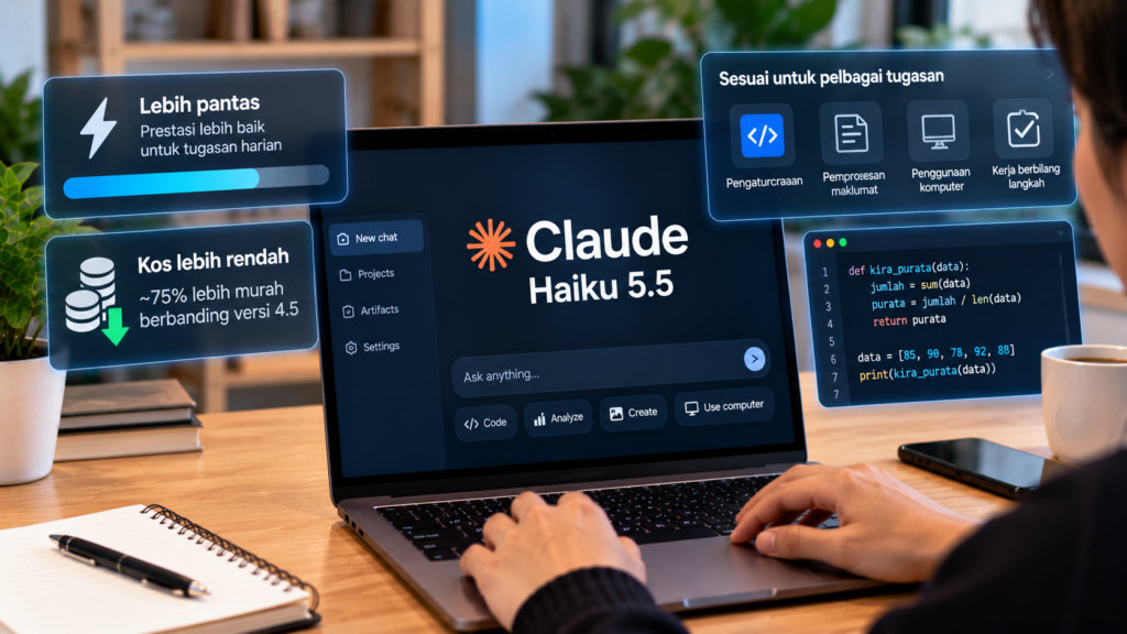 Claude Haiku 5.5 untuk pemprosesan AI pantas dan jimat.