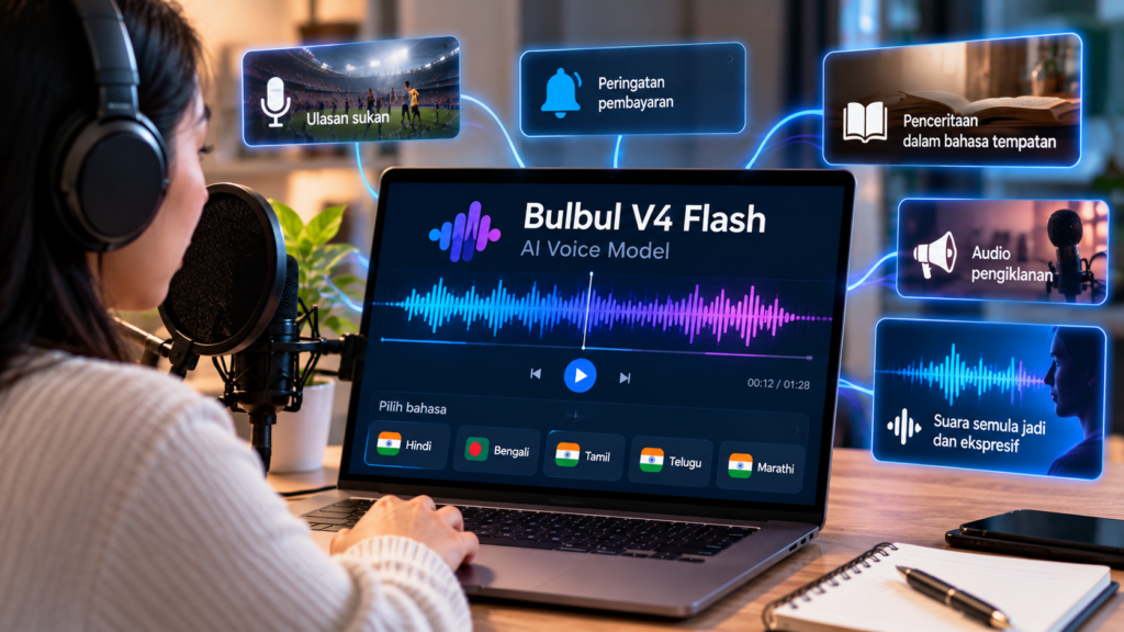 Teknologi suara AI Bulbul V4 Flash pelbagai bahasa.