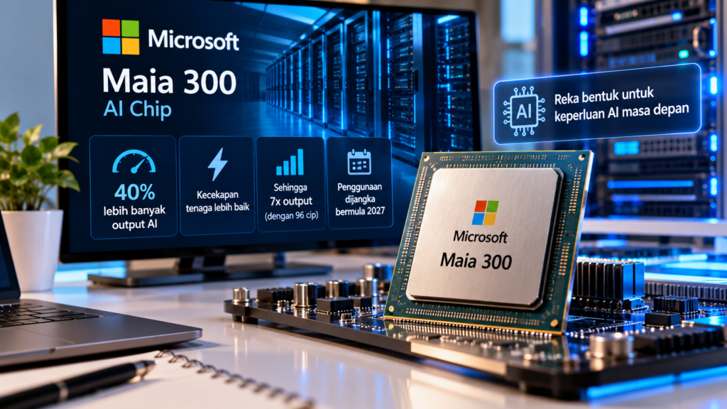 Cip AI Microsoft Maia 300 untuk pemprosesan AI.